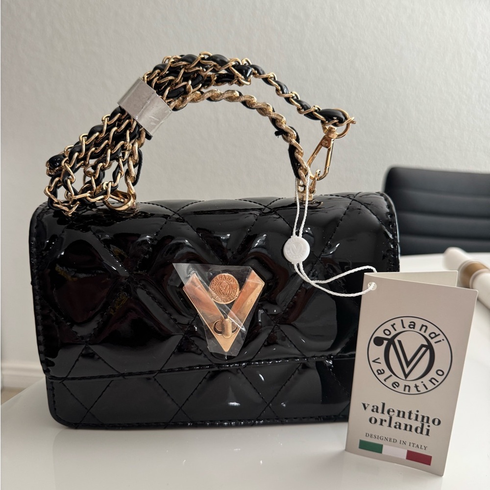 BRAND NEW Valentino Orlandi Black Glossy Mini Bag